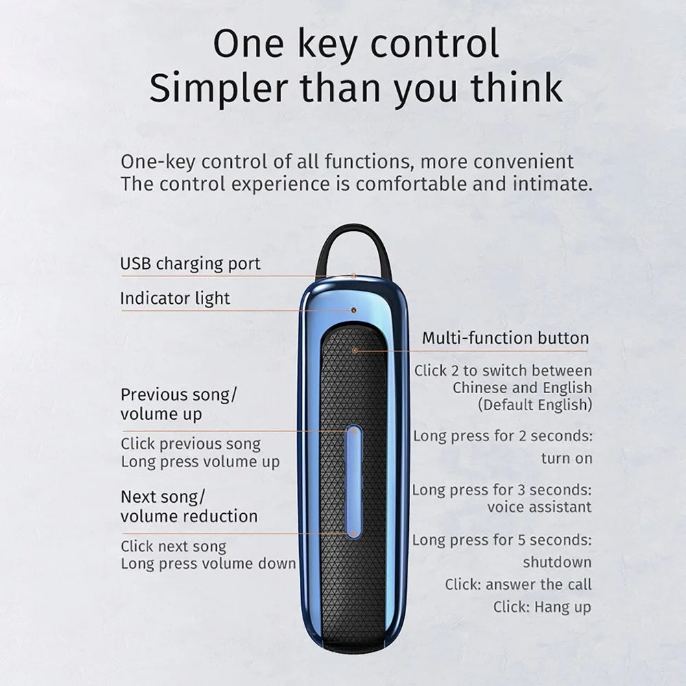 Ear Hook E1 Wireless Bluetooth Earphone Mic Earbuds Business Headphones Single Long Standby E1 Bluetooth Headset Sports