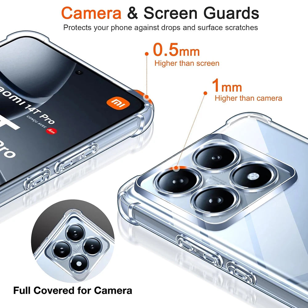 Silicone Soft Shockproof Case For Xiaomi Xiaomi Mi 15S 15 14 14T 13 13T 12 12X 12T 12S 11 11T Pro Lite 5G Ultra Thin Clear Cover