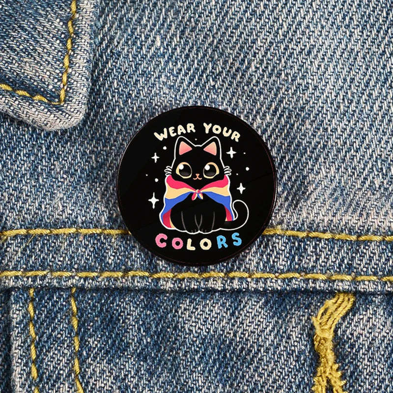 Lapel teacher tote Bag backpacks Badge Cartoon gift Pines Brooch for women Non Binary Pride cat Pins Custom cute Pines Shirt