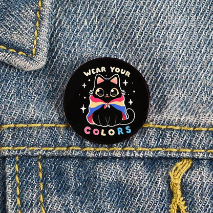 Lapel teacher tote Bag backpacks Badge Cartoon gift Pines Brooch for women Non Binary Pride cat Pins Custom cute Pines Shirt