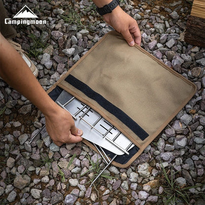 CAMPINGMOON Portable Outdoor Bonfire Folding Stainless Steel BBQ Stove Compact Camping Firewood Burning Platform