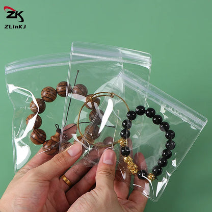 (ZYDD01) 100pcs Jewelry Organizer Pouch Bags Mini Transparent PVC Anti-Oxidation Earring Pendant Necklace Bracelet Storage Bags