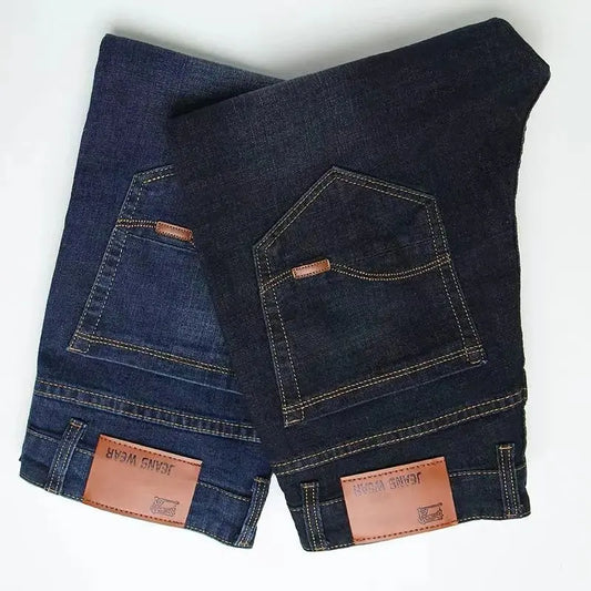 2024 NEW Men's Fashion Business Jeans Classic Style Casual Stretch Slim Jean Pants Male Brand Denim Trousers Black Blue