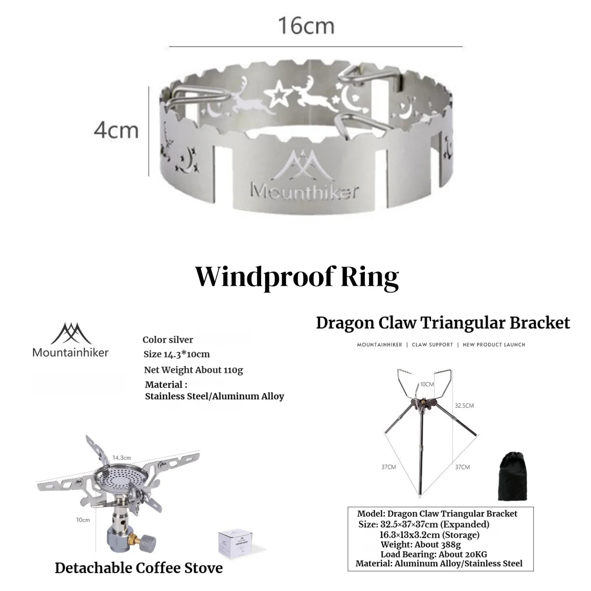 Mountainhiker Outdoor 3300W High Power Gas Stove Mini Camping Gas Burner Portable Picnic Hiking Cooking Stove Survival Furnace