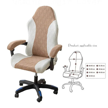 Office Computer Chair Cover Spliced Color Patchwork Elastic Fleece Jacquard Stretch Gaming Chair Cover With Armrest Cover