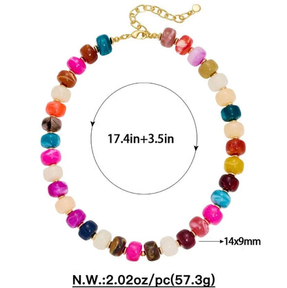 Resin Beads Necklace for Women Chunky Choker Necklaces Boho Colorful Acrylic Beaded Choker Necklace Chunky Statement Jewelry