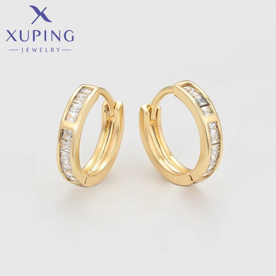 Xuping Jewelry Hot Sales High Quality Charm Popularity Circle Light Gold Color Hoop Earrings for Women Christmas Gift X001189666