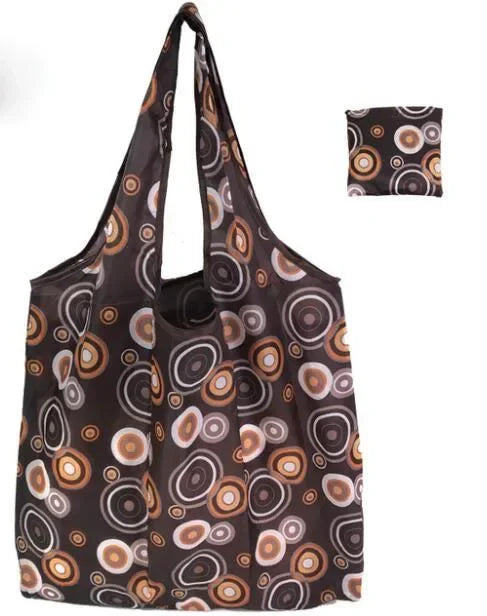 Reusable Shopping Bag Women Cute Fish Cart Flower Print  Nylon Foldable Grocery Bag Creative Eco-Friendly Tote Bag Lightweight