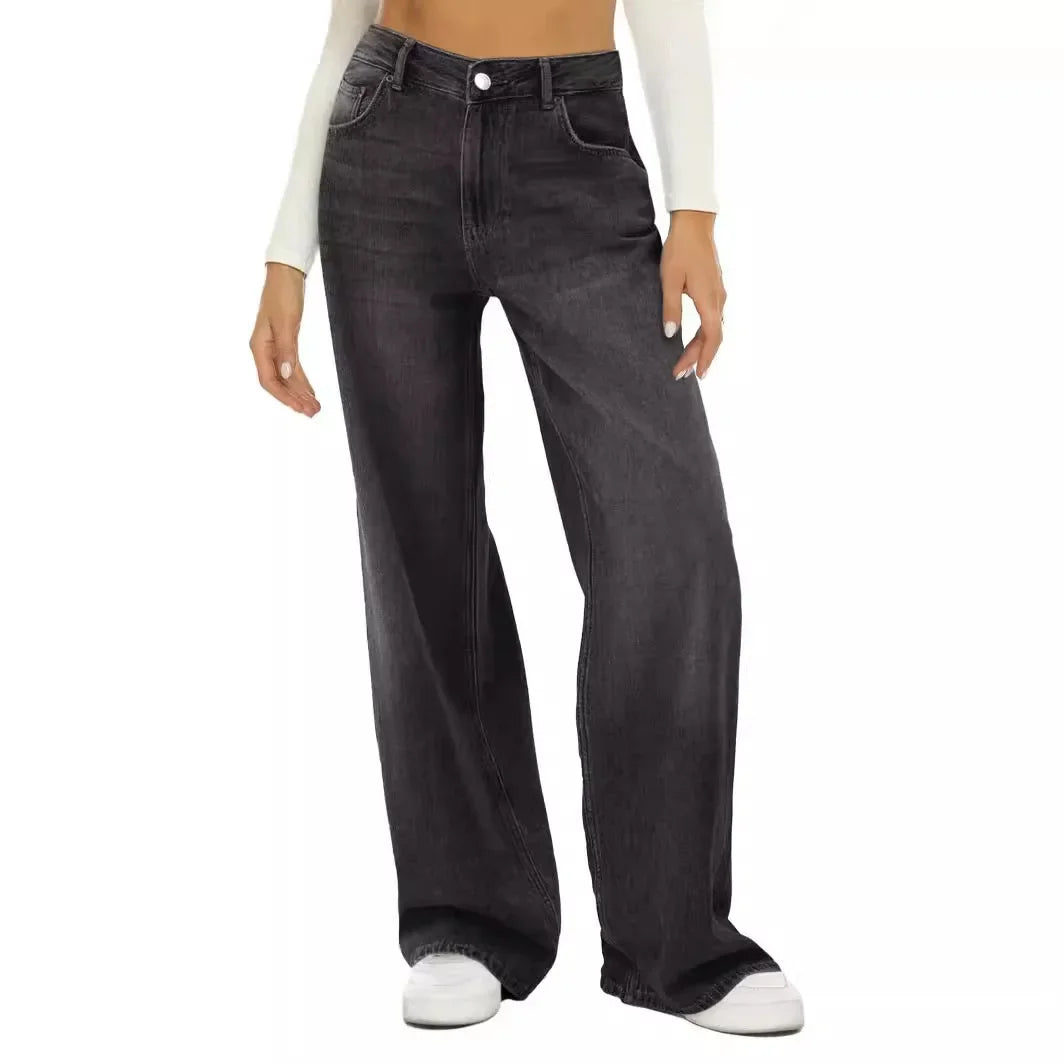 Loose Wide Leg Women's Jeans High Waist Denim Pants Comfortable Fit Casual High Waist Trousers from Mainland China
