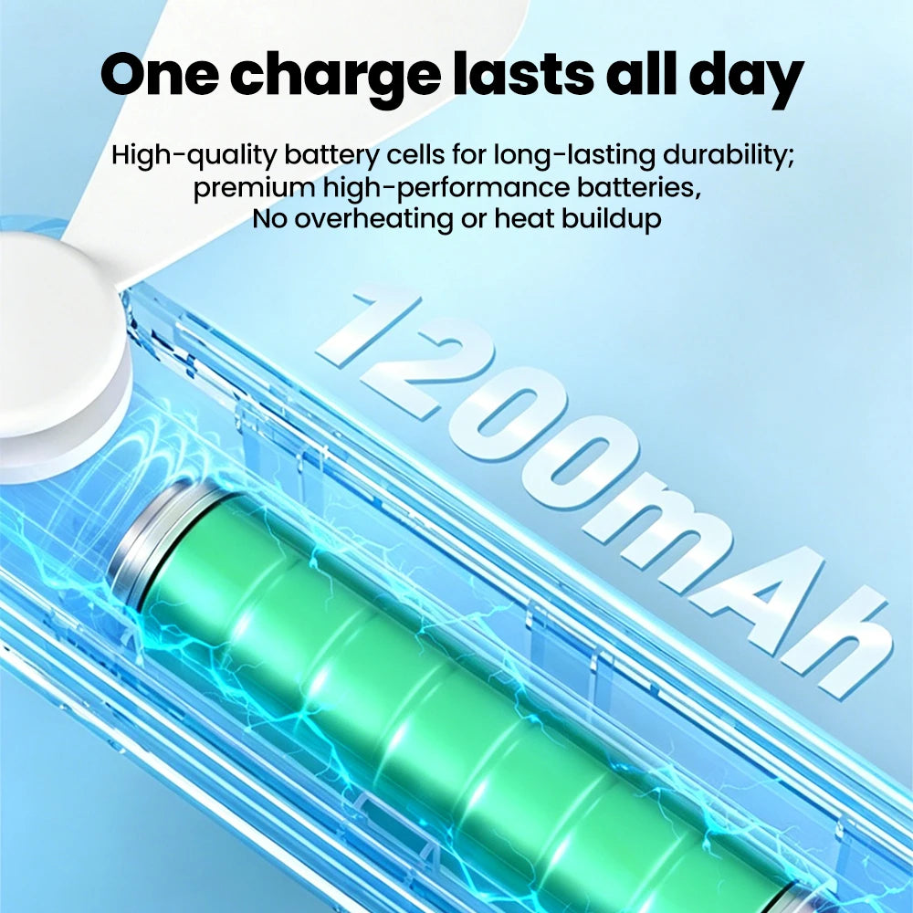 Portable Fan Mini Handheld Fan USB Recharge 3 Speed Hand Held Small 2 in1 Pocket Fan with Power Bank Feature