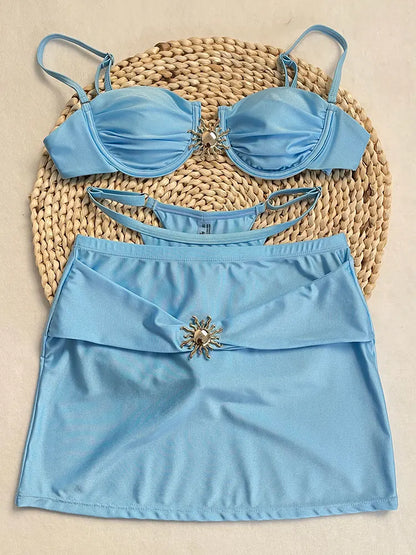 DEBAIOR Sexy sun 3 Pieces Bikinis 2025 Swimsuit For Women Black Swimwear Brazilian Bikini Set Biquini Female Swimuits Beachwear