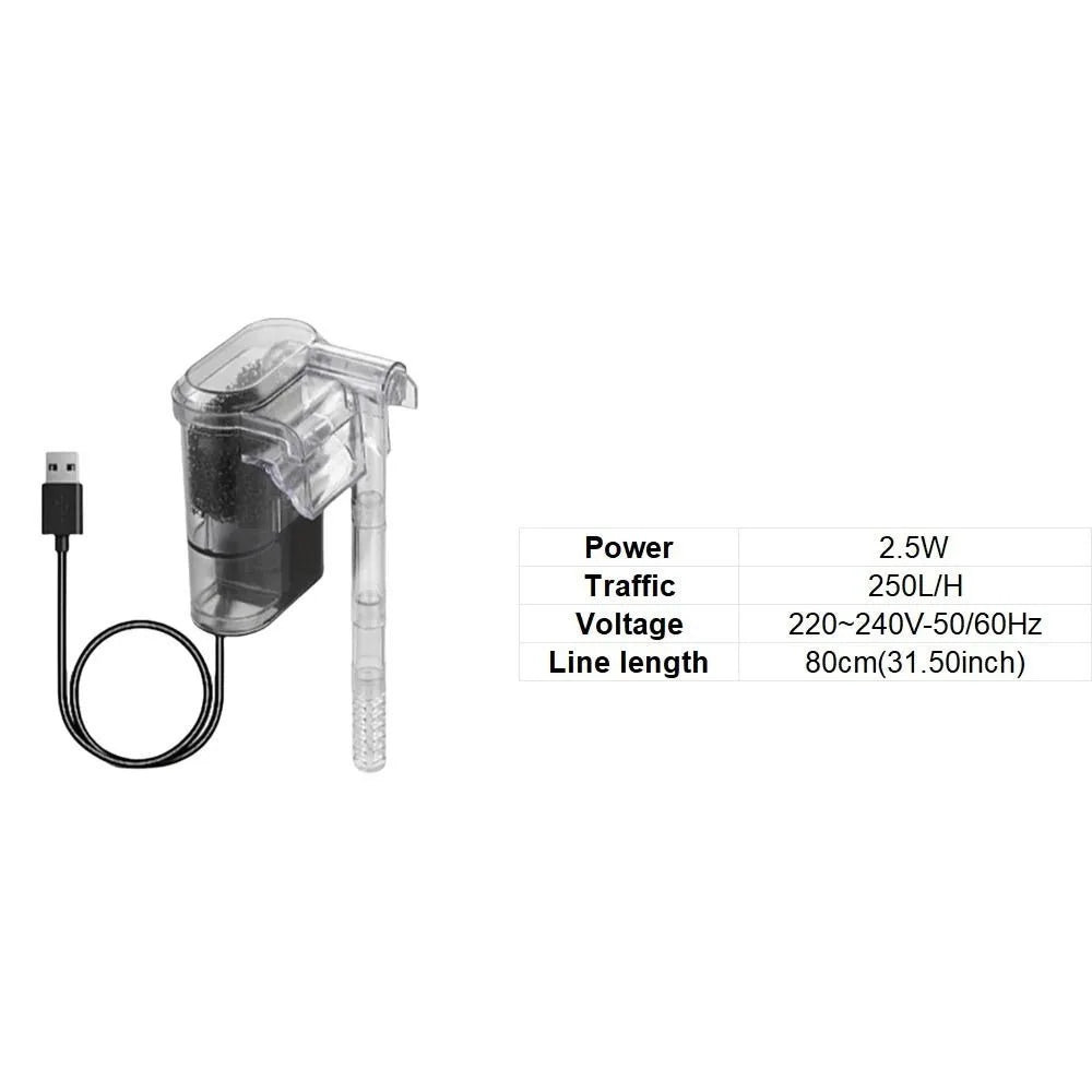 USB Plug Wall-hanging Filter Silent Operation Energy Efficient Fish Tank External Filters Waterfall Filter Circulating System