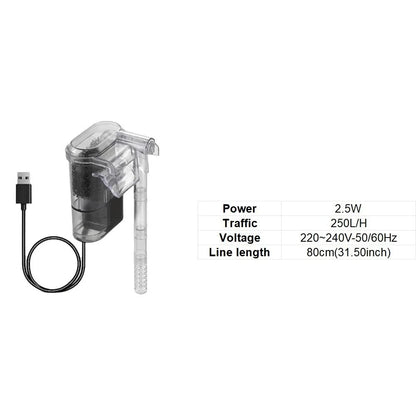 USB Plug Wall-hanging Filter Silent Operation Energy Efficient Fish Tank External Filters Waterfall Filter Circulating System