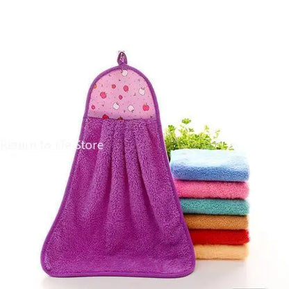 Hand Towel Coral Velvet Bathroom Supplies Soft Absorbent Cloth Dishcloths Hanging Cloth Kitchen Accessories