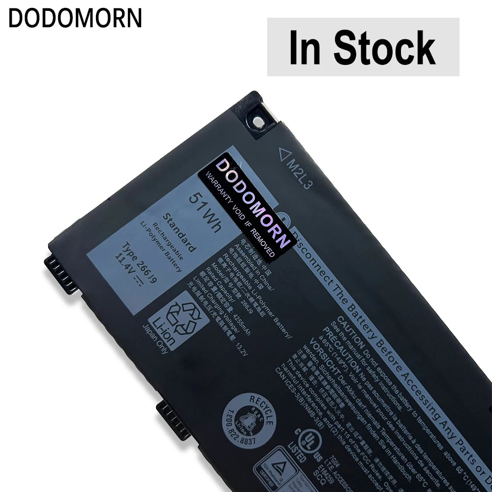 New Laptop Battery 266J9 For Dell G3 15 3590 3500 G5 15 5500 5505 Inspiron 14 5490 M4GWP PN1VN 11.4V 51WH