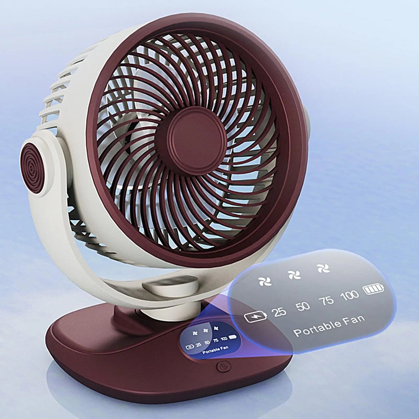 Portable Small Oscillating Fan 3 Speeds Rechargeable Battery Powered for Bedroom Living Room Kitchen Study Travel RV Camping