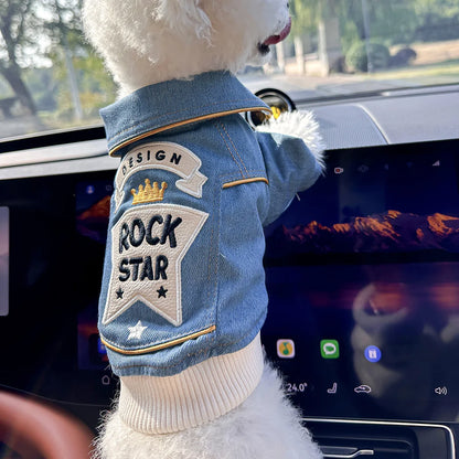 Pet Clothing Dog Cat Clothing Pet Handsome Fashion Cowboy Clothes Washed Vest Coat Collection Rock Denim Clothing Pet Products