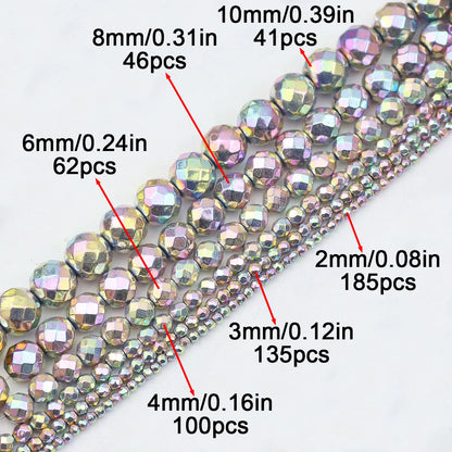 BTFBES 2-10mm Silver Color Round Beads Natural Stone Hematite Gem Non-magnetic Loose Ball For Jewelry Bracelet Necklace DIY 15''
