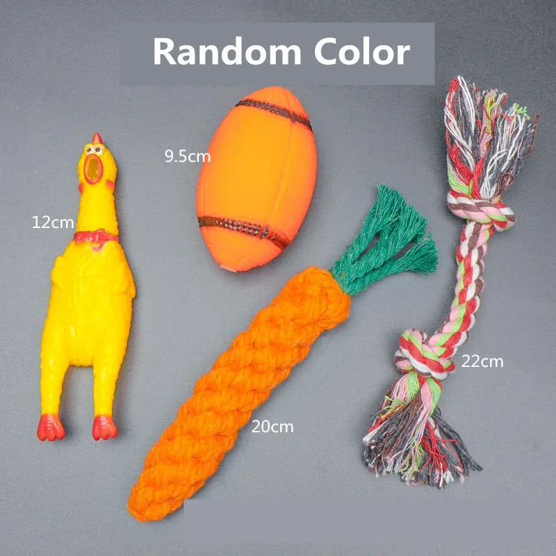 New Dog Toys Pet Ball Bone Rope Squeaky Plush Toys Kit Puppy Interactive Molar Chewing Toy for Small Large Dogs Pug Supplies