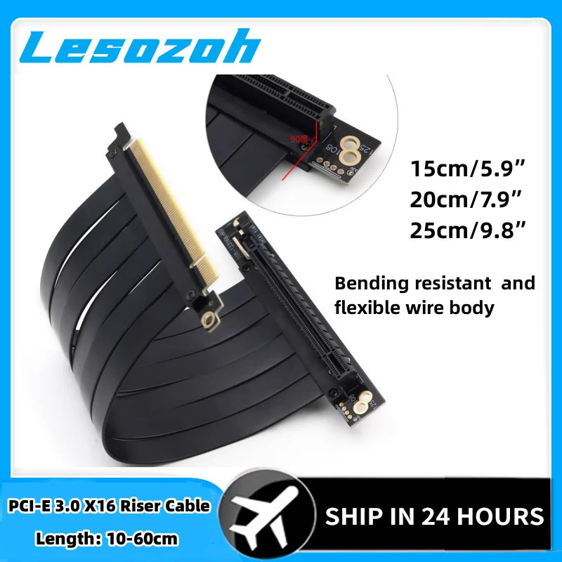 90 Degree/180 Degree PCIe 3.0 x16 Riser Cable High Speed Flexible Extender Card Extension Port， Pcie 3.0 System 300mm /11.8inch