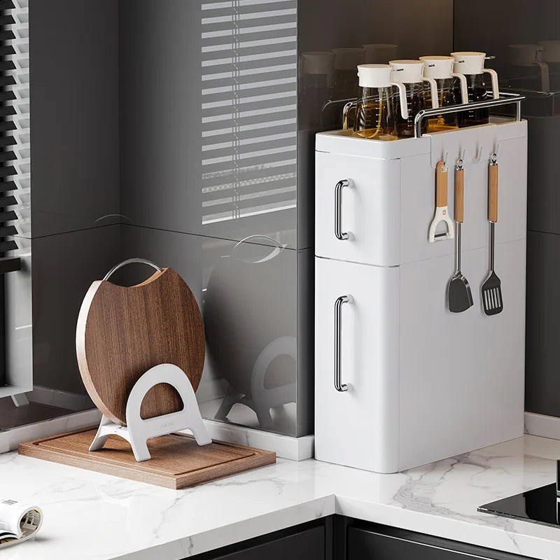 Pull-Out Spice Racks Multi-Functional Household Seasoning Organizer For Home Kitchen Countertop Narrow Cabinets Spice Cabinet