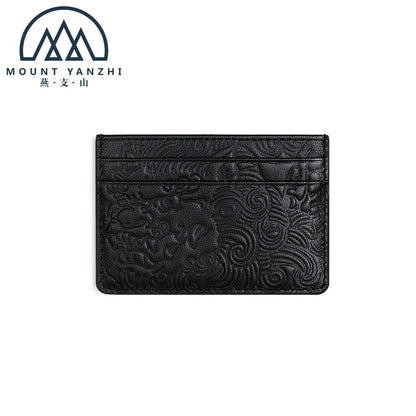 Ultra-Thin Genuine Leather Coin Purse Men's Wallet Simple Lion Embossed Design Women's Bus Card Holder Customizable Logo