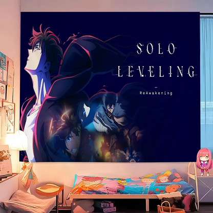 Solo Leveling Anime Cartoon Tapestry Art Science Fiction Room Home Decor Wall Hanging Home Decor