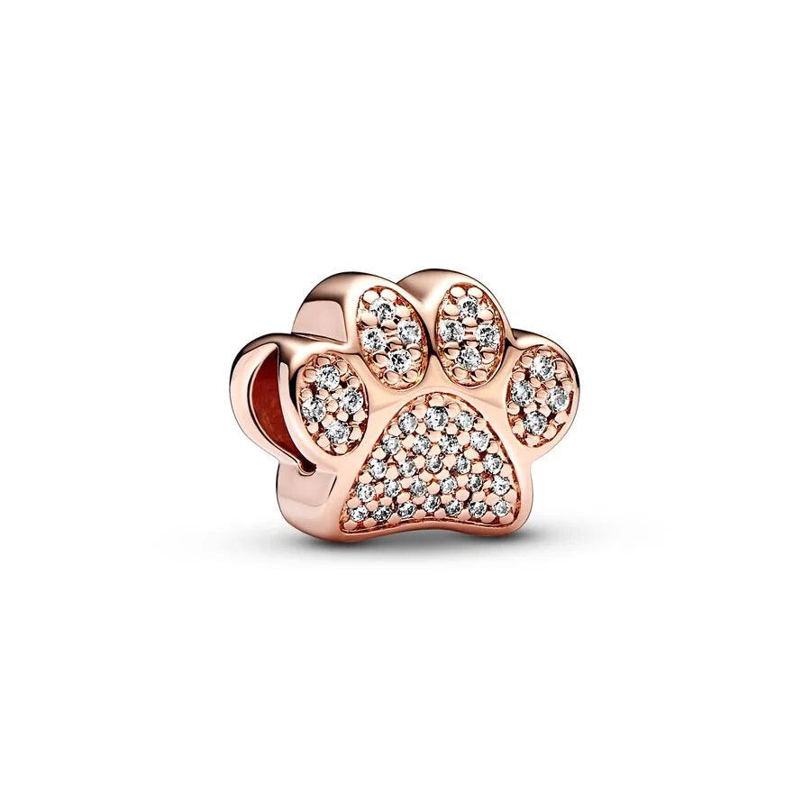 Rose Gold Plated Charms for Bracelet DIY Jewelry Making Heart Flower Strawberry Butterfly Paw Print CZ Pendant Beads Women Gift