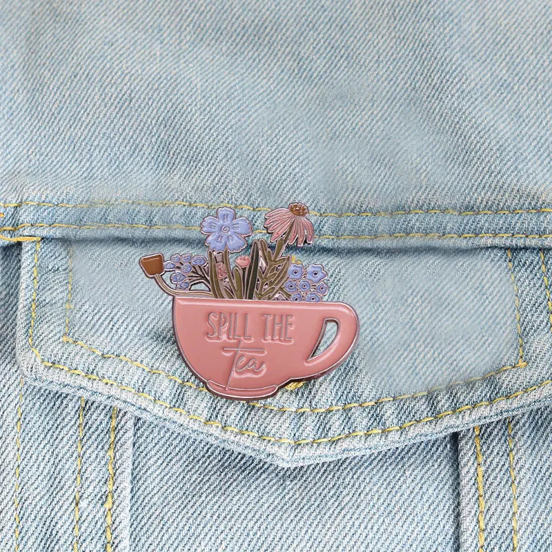 Lovely Delicate Cup Badge Personalized Creative Alloy Enamel Brooch Fashion Clothing Decorative Lapel Pin Boutique Metal Gift