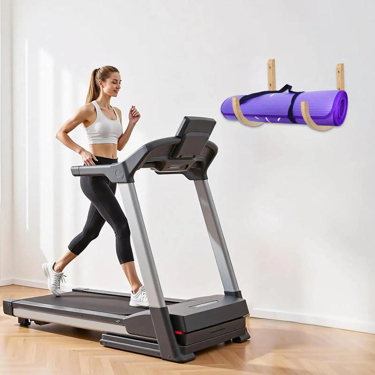 2pcs Yoga Mat Organizer Wooden with Screws Yoga Accessories Exercise Mat Rack for Home Indoor Workout Equipment Resistance