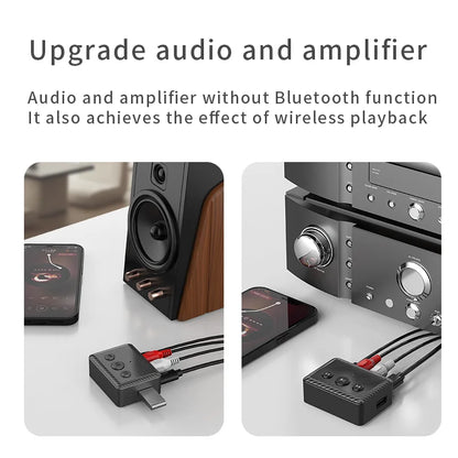 Bluetooth 5.4 Audio Receiver RCA 3.5mm AUX USB Wireless Adapter With MIC Support U-Disk Play For Car Kit Speaker Amplifier