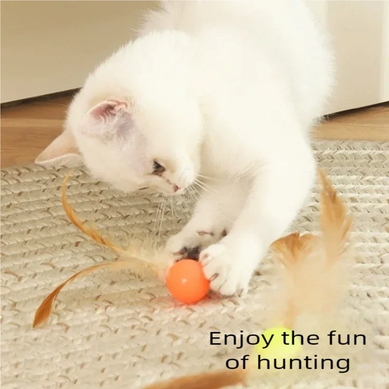 Funny Cat Elastic Ball Toy Interactive Balls Pet Supplies Feather Football Toys Dog Playthings Kitten