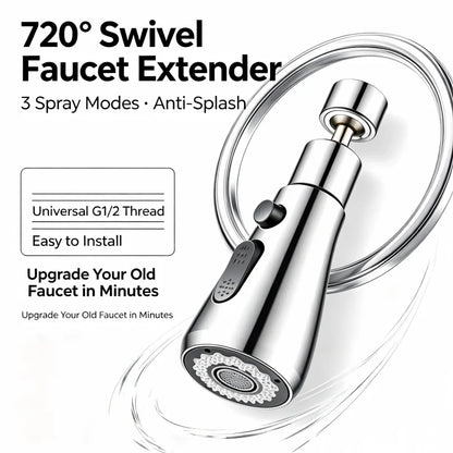 Universal 360° Rotatable Kitchen Faucet Extender Aerator Plastic Splash Filter Bubbler Nozzle for Kitchen Sink Basin