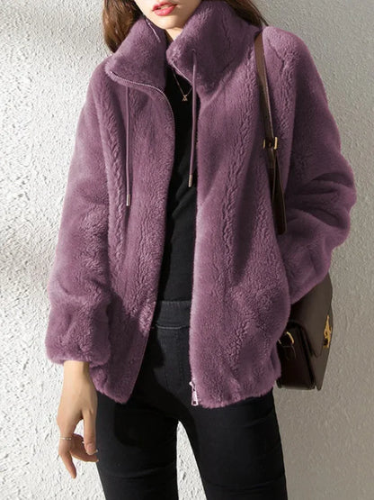 Korean Women Long Sleeve Jackets New Autumn Winter Jackets for Women Plush Thickened Double Sided Cashmere Lapel Warm Coat blusa