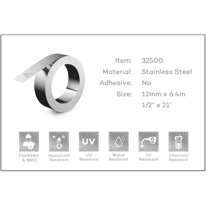 1Roll 12mm 32500 35800 31000 Compatible Dymo Tape Stainless Steel/Aluminum 3D Embossing tape for DYMO Rhino M1011 Metal Embosser