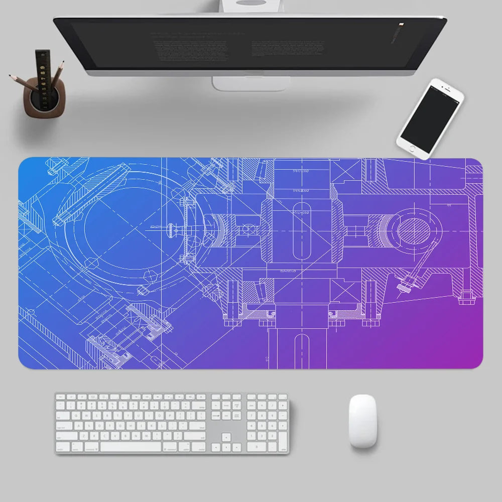 Mouse Pad Gaming Accessory Mechanical Drawings Home Large HD Mousepad XXL MousePads Natural Rubber Carpet Non-Slip Table Mat