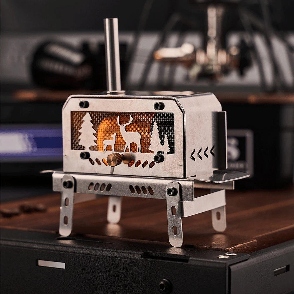 Portable Mini Folding Charcoal Stove Stainless Steel Outdoor Fire Pit Heater, Detachable Wood Burner for Camping