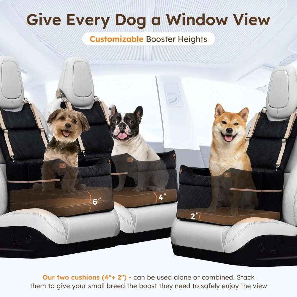 Pet Bed Mat Medium Dog Elevated Car Seat Adjustable Height  Double-sided Cooling Plush Waterproof Cover 2 Safety Belts Buckles