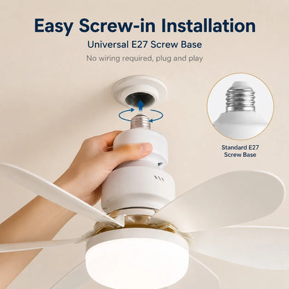 2026 New E27 Ceiling Fan Light, 30W/40W Dimmable LED Fan Lamp with Remote Timer for Bedroom Kitchen Balcony