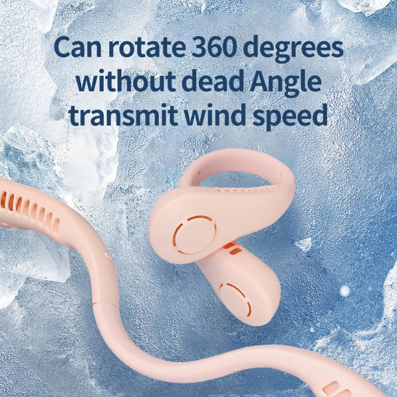 Portable Neck Fan, Hands-Free Bladeless, 5 Speeds, 4000 mAh Battery Operated Wearable Personal Fan, Twistable, Rechargeable