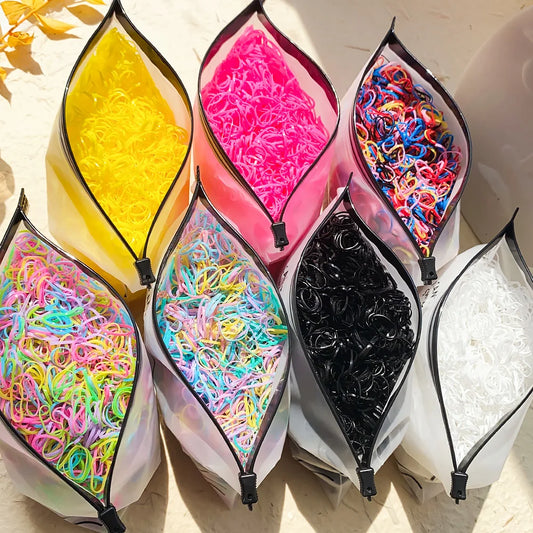 500/1000/2000 Stück bunte Einweg-Haargummis für Mädchen, Haarbänder, Haargummis, Haaraccessoires für Kinder