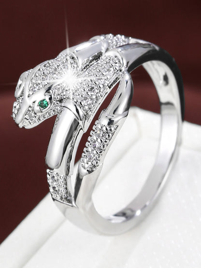 Classic Snake-Shaped Design Synthetic Zirconia Women's Ring For Daily Gatherings A Jewelry Accessory