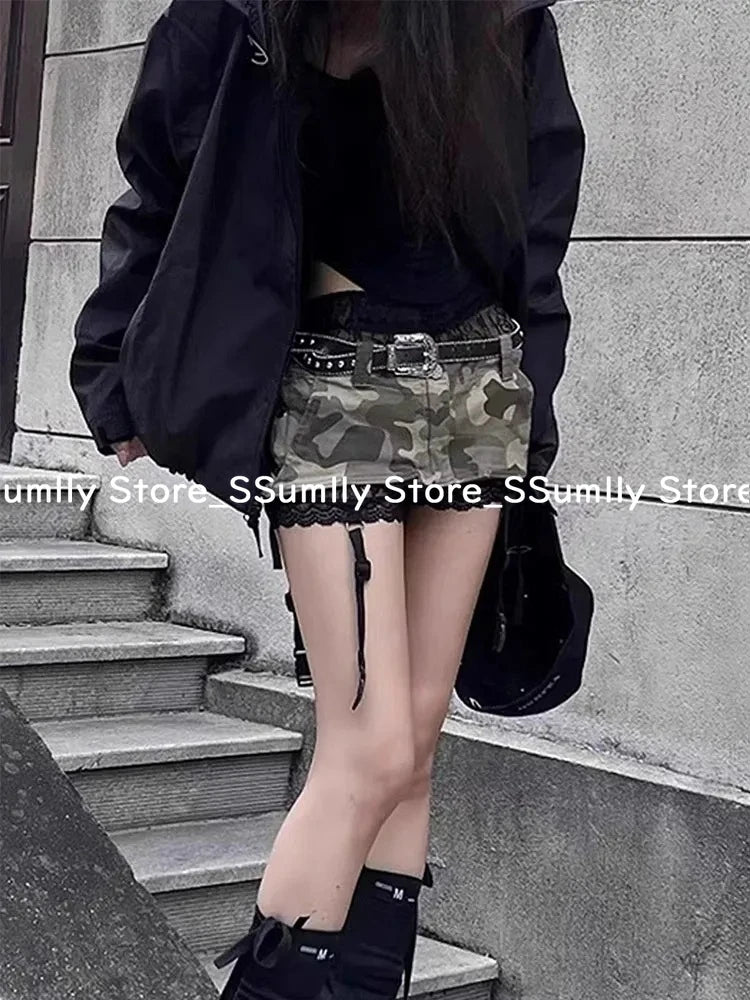 Retro High Street Y2k Denim Mini Skirt Women 2025 Summer American Low Waisted Sexy Hip Skirts Aesthetic Grunge Casual Outfits