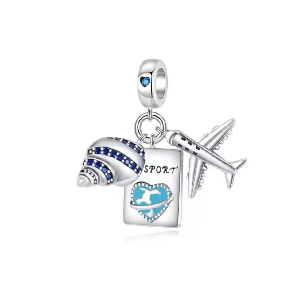 Blue Ocean Turtle Octopus Ship Talisman 925 Silver Beads, Suitable for Original Bracelets DIY Jewelry Women's Accessories Gifts