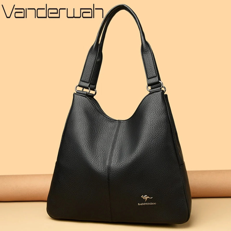 Top-handle Hobo Bag Leather Women Handbags Female Leisure Shoulder Bags Fashion Purses Vintage Bolsas Large Capacity Tote Bag