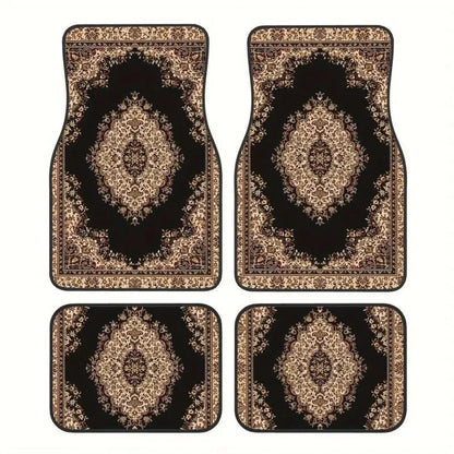 4Pcs Durable Bohemian Car Floor Mats Anti-slip Dirty Resistant Persian Carpet Car Decoration Heavy Duty Car Floor Protector Rugs