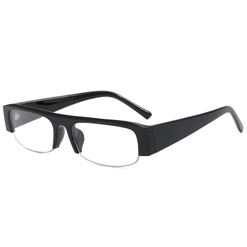 SO&EI New Small Rectangle Women Sunglasses Vintage Clear Lens Men Half Frame Eyewear Shades UV400