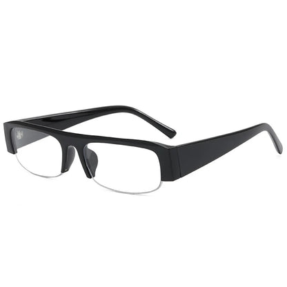 SO&EI New Small Rectangle Women Sunglasses Vintage Clear Lens Men Half Frame Eyewear Shades UV400