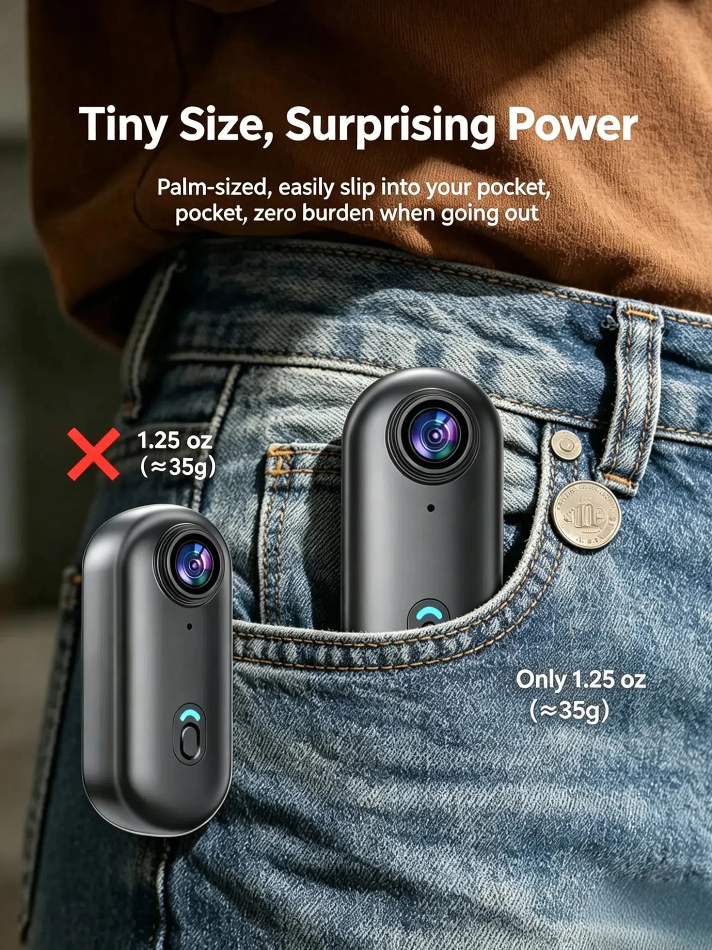 Action Camera 4K HD WiFi 2.4GMini Cameras Waterproof Magnetic Clip Click Chest Body Motorcycle POV Wearable Thumb Video Vlog