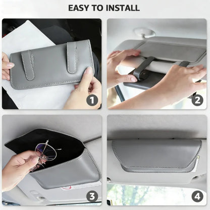 Car Glasses Case Organizer Storage Car Eyeglass Case Glasses Box For Car Sun Visor Organizer Sunglasses Leather Glasses Case